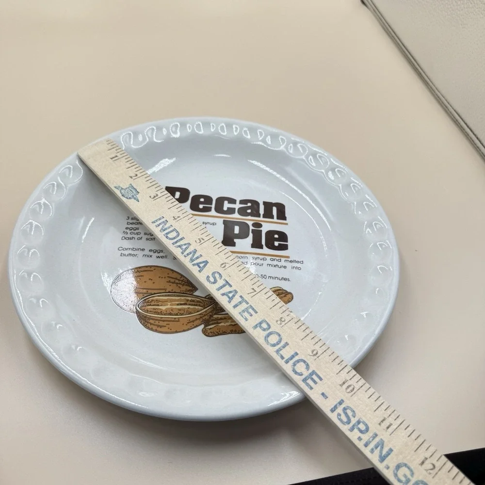 Vintage Pecan Pie Recipe Pie Plate White Ceramic 9